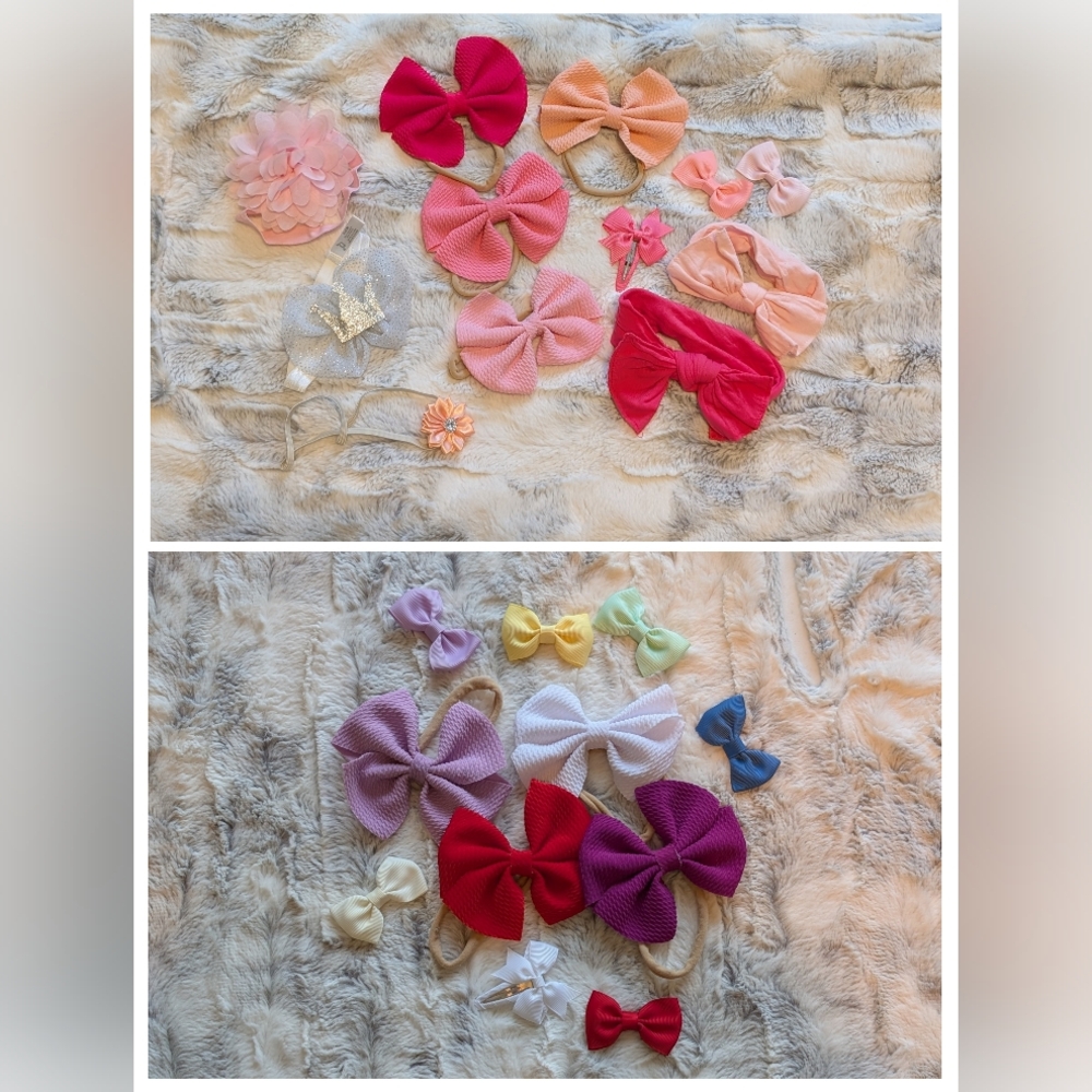 Large Lot of Rainbow Colors Hair Bows Clips Baby Toddler Headbands Bow